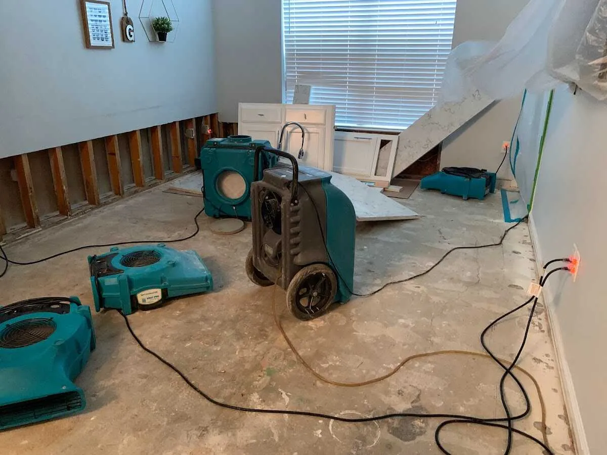 Dehumidifier in flood-cut room for Water Damage Restoration in Ville Platte